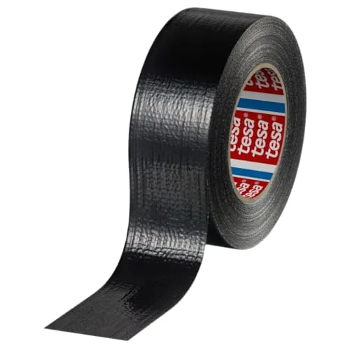 Tesa 60462 Duct Tape Gewebeband, extra stark, für Reparaturen, Befestigungen, Verpacken, Versiegelungen, Notfälle, Allzweck, für Innen und Außen, 50 mm x 50 m (schwarz)