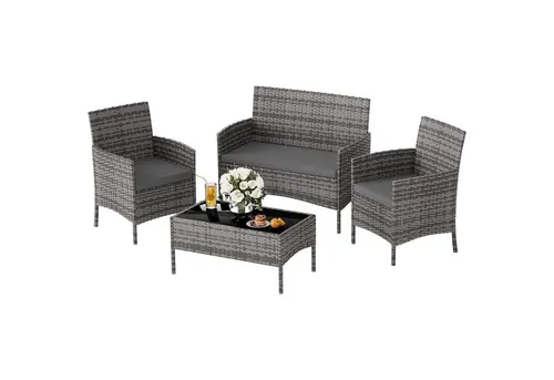 LuxusKollektion Balkonset Polyrattan Sitzgruppe für 4 Personen