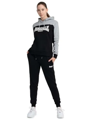 Lonsdale Damen Lurgan Trainingsanzug, Black/Grey, XL EU - Stylischer Streetwear Trainingsanzug aus hochwertigem Mischgewebe mit modernem Colour-Blocking-Design und praktischen Taschen für optimalen Tragekomfort.