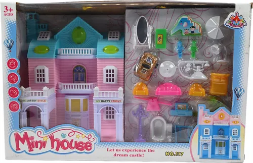 Großes Puppenhaus mit Möbeln & Figuren