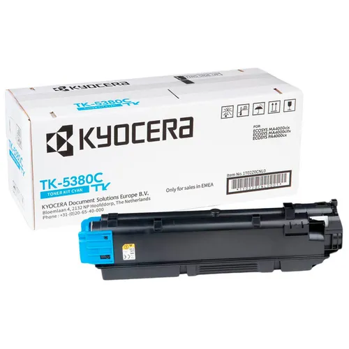 Kyocera Toner TK-5380C 1T02Z0CNL0 cyan - Hochwertiger Originaltoner für bis zu 10.000 Seiten, ideal für effizientes Drucken mit Kyocera ECOSYS Geräten. Sorgt für brillante Farbdrucke und zuverlässige Leistung.