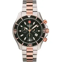 Swiss Alpine Military Herren Uhr Chronograph 7040.9157SAM - Armbanduhren für Herren mit Stoppfunktion, 44 mm Gehäusedurchmesser und robustem Edelstahlarmband – ideal für Sport und Alltag.