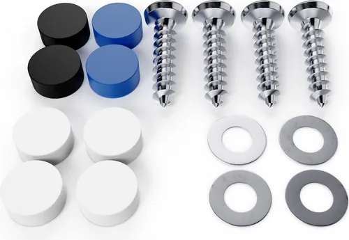 Kennzeichen Schrauben 4,8 x 16 mit Abdeckkappen 4er Set für KFZ Kennzeichen