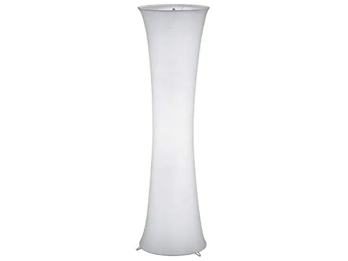 meineWunschleuchte Runde Lichtsäule mit Stoff Lampenschirm Weiß, Höhe 123cm - Standleuchte mit 2x austauschbaren E27 LED, warmweißes Licht und praktischem Fußschalter - ideal für stimmungsvolle Beleuchtung in jedem Raum.