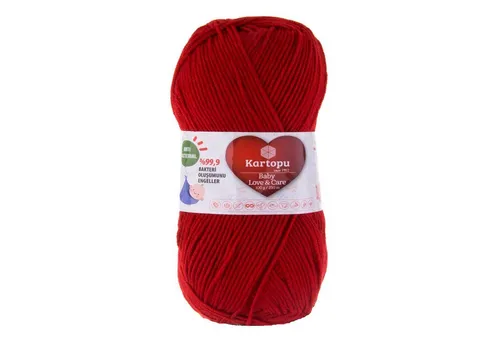 Kartopu 5 x 100g Strickgarn Kartopu Baby Love and Care Häkelwolle, 250 m, K125 karminrot