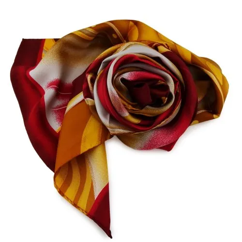 TigerTie Damen Seidenschal rot bordeaux orange silber Motive 160 x 35 - Halstuch Schal