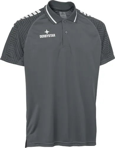 DERBYSTAR Primo Polo-Shirt V24 - Grau Weiss, Gr.L - Poloshirt für Sport und Freizeit, atmungsaktiv und schnelltrocknend. Mit optimaler Passform und Bewegungsfreiheit, ideal für aktive Menschen.