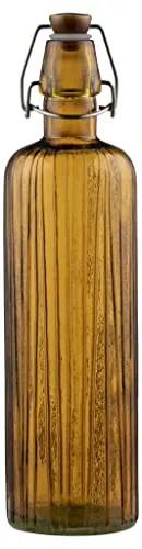 BITZ Kusintha Glasflasche, Glaskaraffe, Höhe 30 cm, 0,75 Liter, Amber