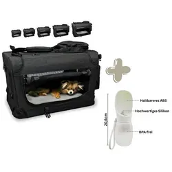 Defactoshop Tiertransportbox Transporttasche Hundebox faltbar Hundetasche für Haustiere Katze schwarz 102 cm x 69 cm x 69 cm