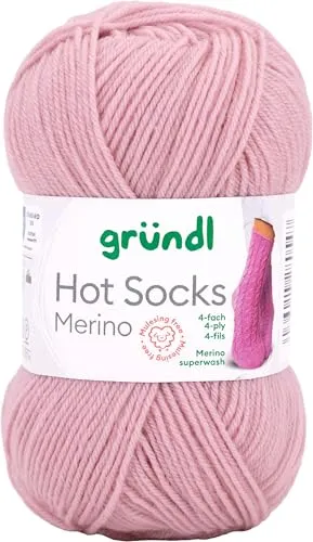 Gründl Sockenwolle Hot Socks Merino - Gewicht 50g, Lauflänge 200m, Nadelstärke 2,5-3, waschbar, ideal für Pullover, Socken Farbe 02