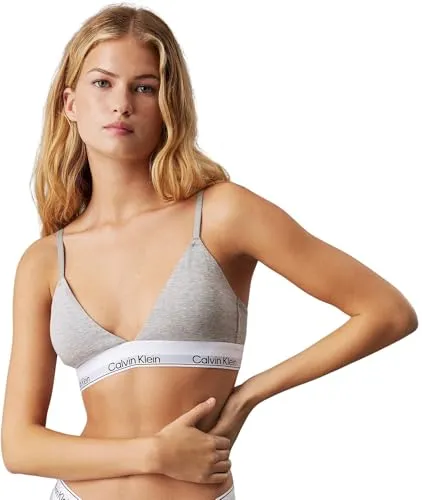Calvin Klein Damen BH Bralette Triangle mit herausnehmbaren Polstern, Grau (Grey Heather) - Funktionsunterwäsche mit optimaler Passform, ideal für Sport und Alltag, aus 53% Bio-Baumwolle für hohen Tragekomfort.