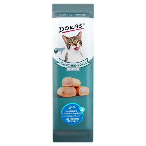 Dokas Hühnchen-Rolle mit Rind 10 g, Katzensnack, NEU