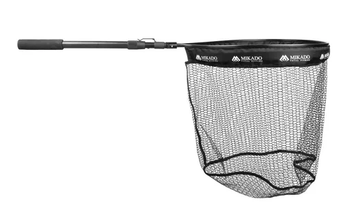 MIKADO Teleskop Kescher 135cm mit Gummi Netz - Fischschonender Kescher mit schnelltrocknendem Gumminetz für eine einfache Handhabung. Maximale Länge von 135 cm und Netzgröße von 50x40 cm, ideal für Angler und Outdoor-Enthusiasten.
