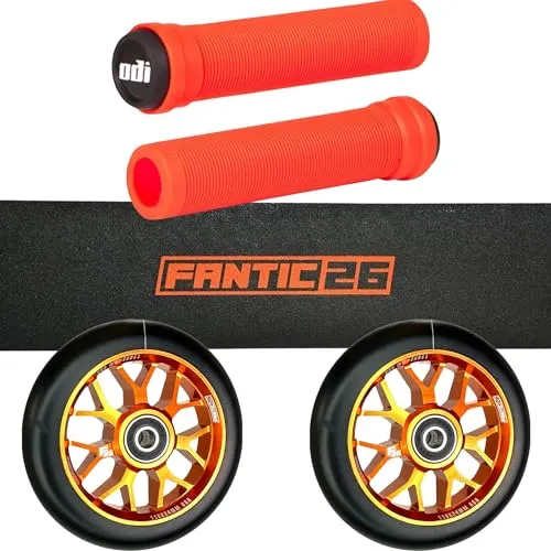 Fantic26 Stunt-Scooter Ersatzteile Bundle mit Odi SL Soft Griffen - Scooterzubehör mit hochwertigen 110mm Rollen, ABEC-11 Lagern und robusten Griffen für optimalen Komfort und Haltbarkeit. Perfekt für eine individuelle Auffrischung deines Stunt-Scooters!