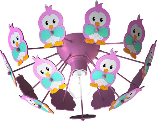 Eulen Kinderlampe rosa LED Deckenleuchte in lila von ETC Shop