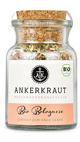 Ankerkraut Bio Bolognese Gewürz, Spaghetti und Pasta kochen, Lasagne selber machen, 90g im Korkenglas