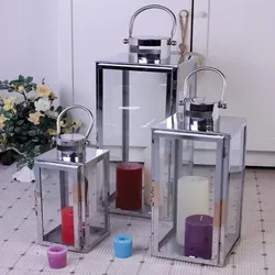 FineHome Luxus Edelstahl 3-tlg XXL Gartenlaternen