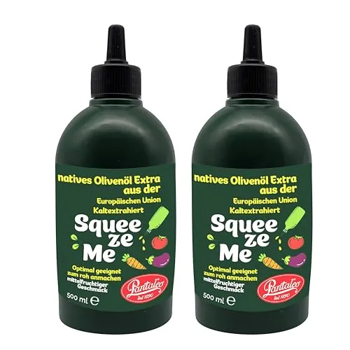 Food-United SqueezeMe Natives Olivenöl Extra 2x500 ml von Pantaleo für einfache Dosierung & präzise Nutzung, perfekt zum Anbraten, Verfeinern & Sautieren von Fleisch, Fisch, Gemüse, Pasta & Salat