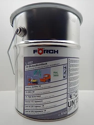 Förch 4 in 1 RAL 3000 FEUERROT ROT DICKSCHICHTLACK LACK EIMER PINSELN 5L