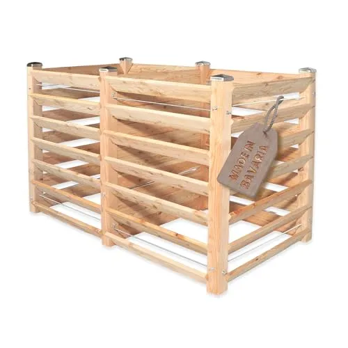 Moderner Komposter Duo ca. 100x193 cm Höhe 100 cm aus Lärchenholz Massivholz Steckkomposter Kompostsilo Holz Stecksystem