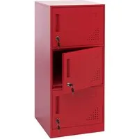 MCW Spind P63 Rot - Robuster 3-Türer aus Stahl - Hochwertiger 3-türiger Spind aus 0,5 mm kaltgewalztem Stahlblech, ideal für Umkleiden und Büros. Mit Drehriegelschloss für Sicherheit und praktischen Etikettenhaltern. Langlebig und stabil, max. Belastbarkeit 25 kg pro Fach.