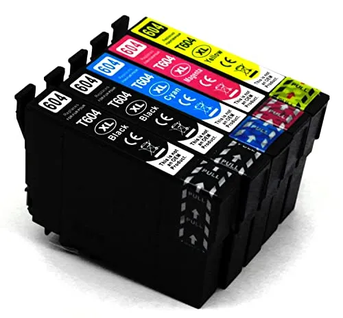 OBV Druckerpatronen kompatibel mit Epson 604 604XL, 5er-Pack mit 2X Schwarz, für Expression Home XP-2200, XP-3200, Workforce WF-2930 DWF