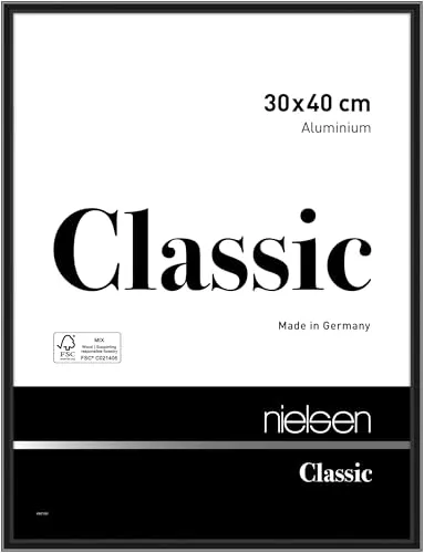 Alurahmen Classic 30x40 cm eloxal schwarz - Moderner Aluminium Bilderrahmen 30x40 cm, ideal für stilvolle Präsentationen in jedem Raum, robust und langlebig.