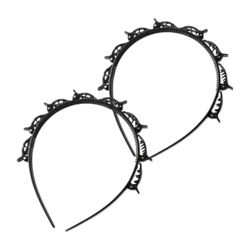 Stück Haarreif mit klammern, Stirnband mit Zahnstirnband Braid Tool, Hair Twister Haarreifen, Styling-Zubehör für Frauen?schwarz? 2