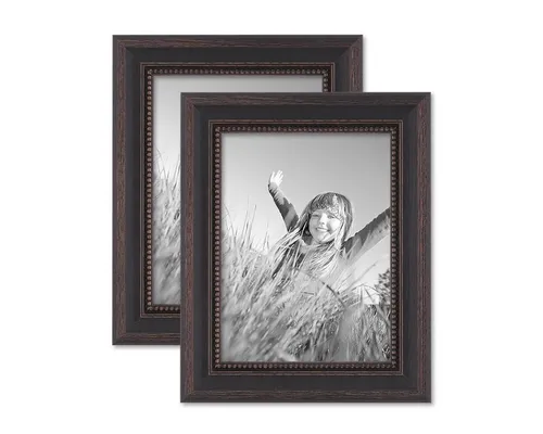 PHOTOLINI Bilderrahmen 2er Set im Shabby-Chic Landhaus-Stil Massivholz