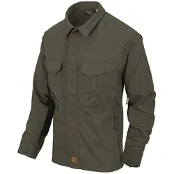 Helikon-Tex Woodsman Shirt - Taiga Green/Black - Hochwertiges Activewear-Shirt für Herren mit strapazierfähigem DuraCanvas-Gewebe und vielseitigen Taschen für Outdoor-Abenteuer. Ideal für Bushcraft und Freizeitaktivitäten.