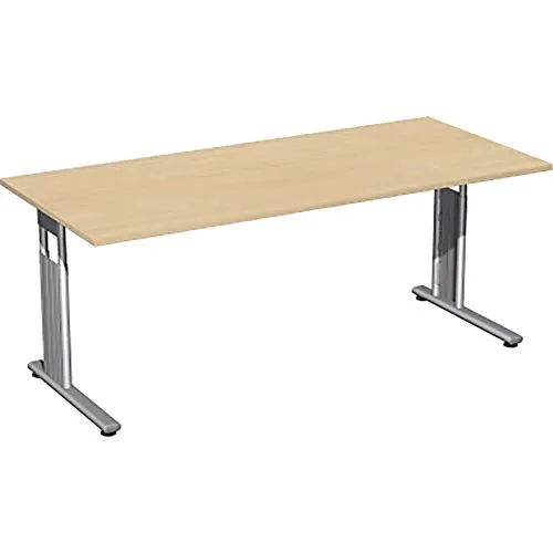Gera Möbel C Fuß Flex Schreibtisch höhenverstellbar - Kinderschreibtische mit stabiler 25mm Tischplatte, stufenlos höhenverstellbar von 68-82 cm und integriertem Kabelkanal für Ordnung im Kinderzimmer.