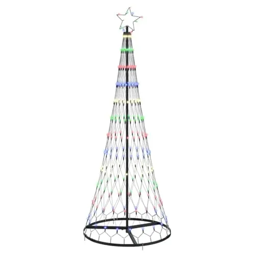 vidaXL LED Weihnachtsbaum Mehrfarbig 184,5 cm - Lampen, moderner LED-Weihnachtsbaum mit dynamischen Lichtmustern und acht Blitzmodi für festliche Stimmung in jedem Raum.