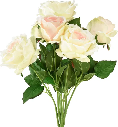 Künstlicher Rosenstrauß Creme Rosa für Hochzeitsdekoration - Eleganter Kunstblumenstrauß in Creme-Rosa, perfekt für Hochzeiten oder als stilvolle Tischdekoration. Langlebig und pflegeleicht, bringt er einen Hauch von Romantik in Ihr Zuhause.