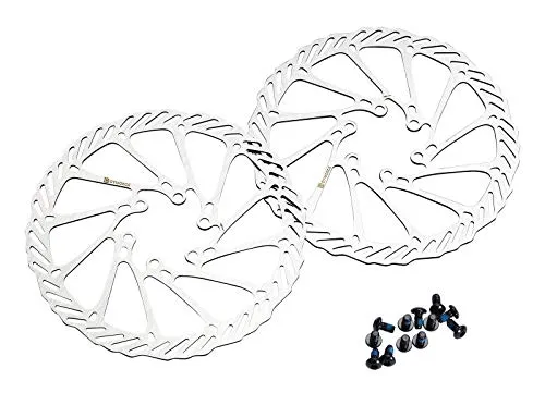 Dymoece 2 Stück Fahrrad Bremsscheibe 6 Loch mit 12 Schrauben Kompatibel mit Shimano Tektro Avid Magura Hayes 160mm/180mm