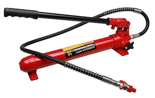 Hydraulik Handpumpe 10 to. für Richtsatz Spreizer - Hochwertige Hydraulik Handpumpe mit 10 to. Druckkraft, ideal für Werkstattkran und Getriebeheber, inklusive Druckschlauch und Pumpstange.