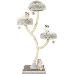 GOPLUS 178 cm Katzenbaum groß mit 3 Liegeflächen und Sisal-Kratzpfosten - Grau - Viel Platz für Ihre Katzen: Der 178 cm hohe Katzenbaum bietet 3 gemütliche Liegeflächen und 3 klingelnde Bälle für endlosen Spielspaß. Stabil und einfach zu reinigen, perfekt für jeden Katzenfreund.