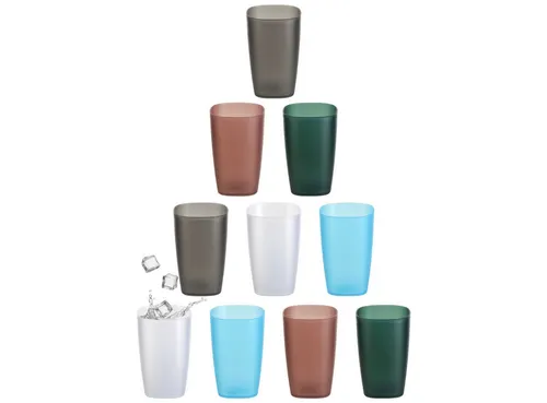 Engelland Becher Plastikbecher, Trinkbecher, 250 ml, 10-tlg., Kunststoff, BPA-frei, bruchfest, Frostoptik, stapelbar, wiederverwendbar, Mehrweg