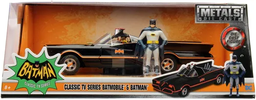 Jada Batman 1966 Classic Batmobile 1:24 - Modellauto im Maßstab 1:24, detailgetreue Nachbildung des ikonischen Batmobiles aus der 1966er Batman-Serie, ideal für Sammler und Fans.