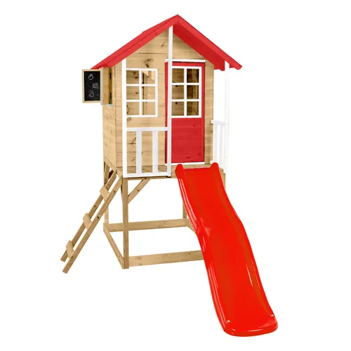 Zwerkules Spielhaus Lolla 1 - Spielhäuser für Kinder, kreatives Stelzenhaus mit Rutsche aus FSC-zertifiziertem Holz für sicheres Spielen und fantasievolle Abenteuer im eigenen Garten.