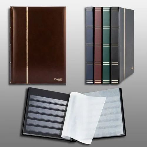 schwarze Seiten A5 Prophila Briefmarken-Einsteckbuch braun 32