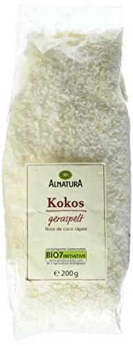Alnatura Bio Kokos, Geraspelt, 200g - Geraspelte Kokosnuss in Bio-Qualität, ideal zum Backen, Kochen und Garnieren. Verleiht deinem Müsli eine geschmacksintensive Note und sorgt für Abwechslung.