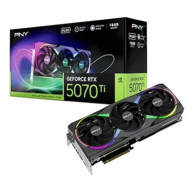 PNY RTX 5070TI Gaming Triple Fan ARGB - PCI-Express - 16.384 MB - Leistungsstarke Grafikkarte mit 16.384 MB und beeindruckendem ARGB-Design für ein optimales Gaming-Erlebnis.