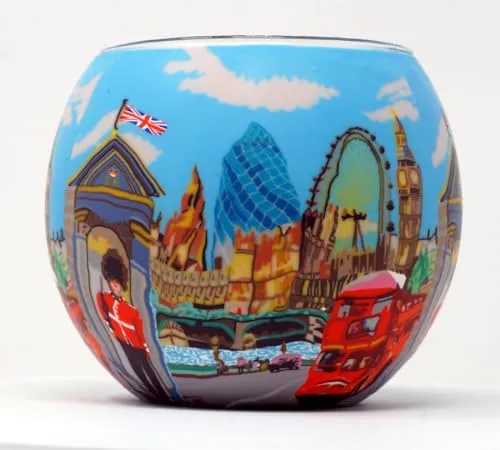 Windlicht England London Teelichthalter Leuchtglas Kerzenhalter Teelicht