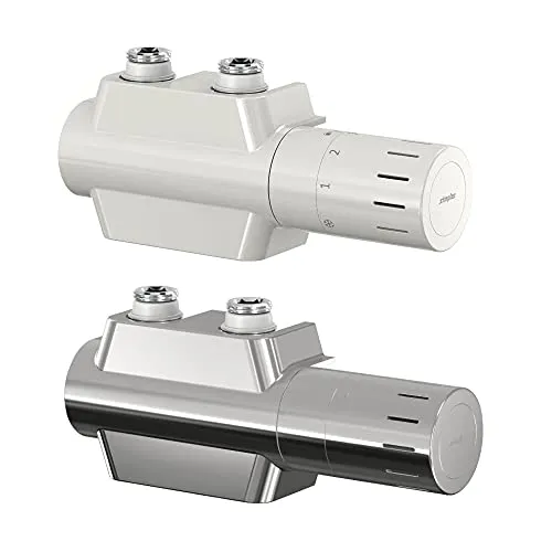 Simplex Ventilhahnblock Variodesign verchromt F12161 - Thermostate für Heizkörper mit 50mm Nabenabstand, inklusive absperrbarem Thermostatkopf und flexibler Anschlussmöglichkeit in Eck- oder Durchgangsvariante.