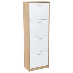 Matkam Möbel Schuhschrank in Sonoma Eiche - Schuhschrank aus Holzwerkstoff mit 4 ausklappbaren Schuhtrommeln, ideal für Eingangsbereiche, pflegeleicht und stabil, inkl. Montagesatz für Wandbefestigung.