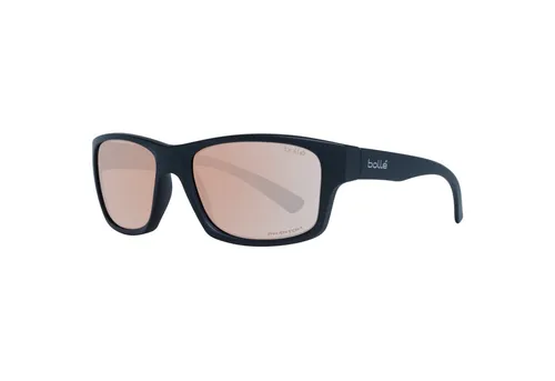 Bolle Sonnenbrille 12569 Holman 58 Unisex Schwarz - Sportbrillen mit 100% UVA & UVB Schutz, ideal für aktive Outdoor-Aktivitäten. Inklusive Original-Etui, stylish mit braun verspiegelten Gläsern.