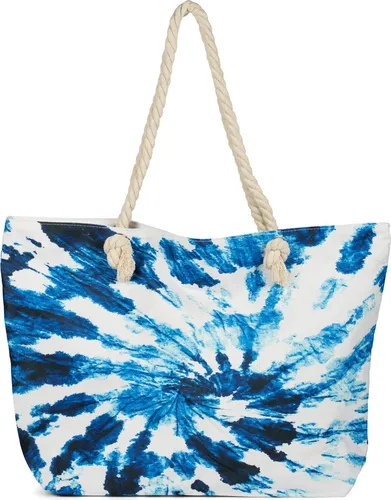 styleBREAKER XXL Strandtasche mit Batik Wirbel Muster - Damen-Schultertasche im Boho Look mit modernem Batik-Design, geräumig (56 x 38 x 17 cm) und ideal für Strandtage. Bequeme Baumwollkordel für angenehmen Tragekomfort.