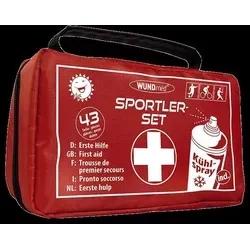 WUNDmed Erste-Hilfe-Tasche Sportler-Set, 43-teilig gefüllt - 1. Hilfe Set für Sportler, 43-teilig gefüllt für schnelle Wundversorgung unterwegs. Kompakt mit Gürtelschlaufe und verschiedenen Fächern für optimale Organisation.