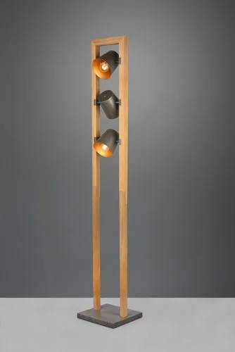 Trio Stehleuchte 3-flammig Nickel antik/Pine Holz in silber von TRIO Leuchten