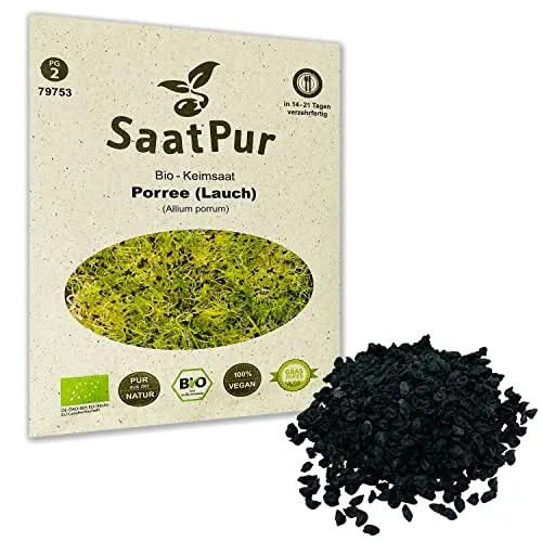 SaatPur Bio Keimsprossen - Porree Lauch Sprossen, Microgreen - 15g Keimsaat